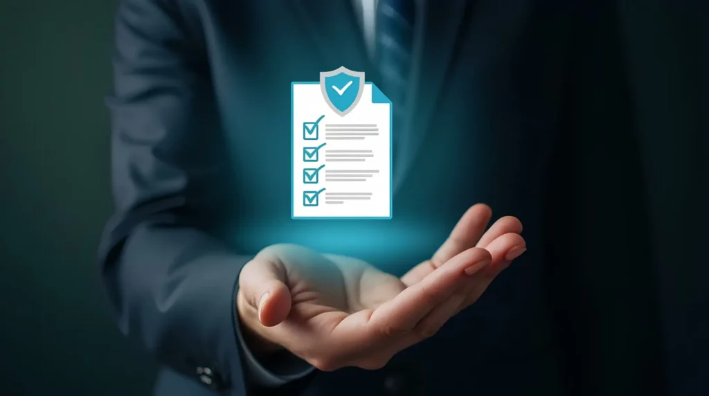 Zakenman controleert checklist regelgeving en compliance
